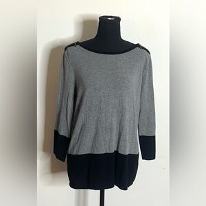 Cable & Gauge-Two-Tone Black and Gray  Long‎ Sleeve Top Size M
